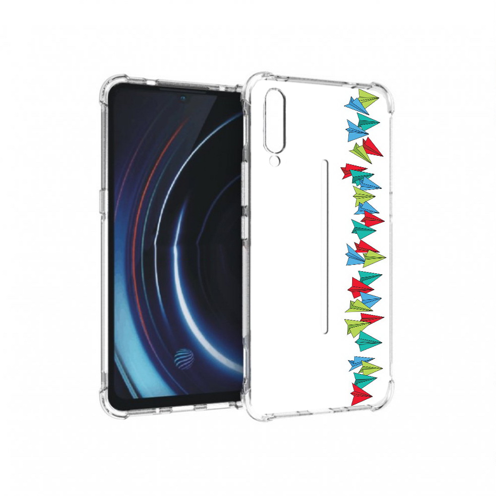 

Чехол MyPads Tocco для Vivo iQOO самолетики из листочков (PT226955.389.593), Прозрачный, Tocco