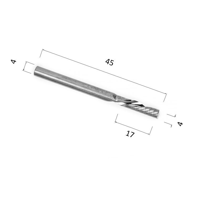 Фреза спиральная однозаходная стружка вниз DJTOL AA1LXD4.17 для станка ЧПУ