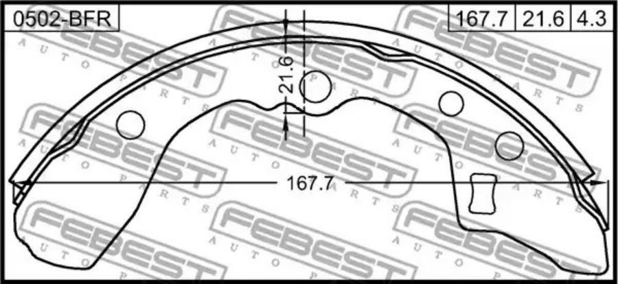

Тормозные колодки FEBEST задние барабанные 0502BFR