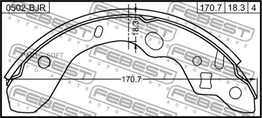 

Тормозные колодки FEBEST задние барабанные 0502BJR