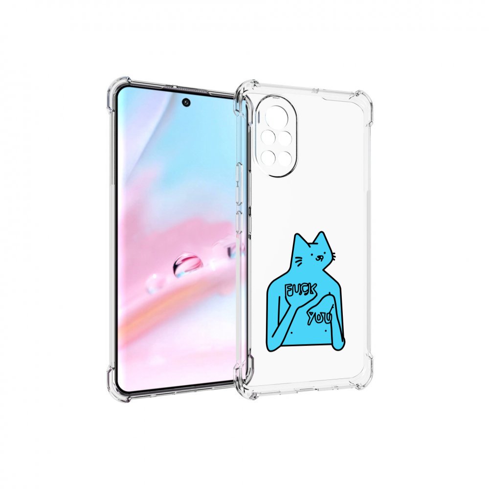 

Чехол MyPads голубой-кот-фак-ю для Huawei Nova 8 (ANG-LX1), Прозрачный, Tocco