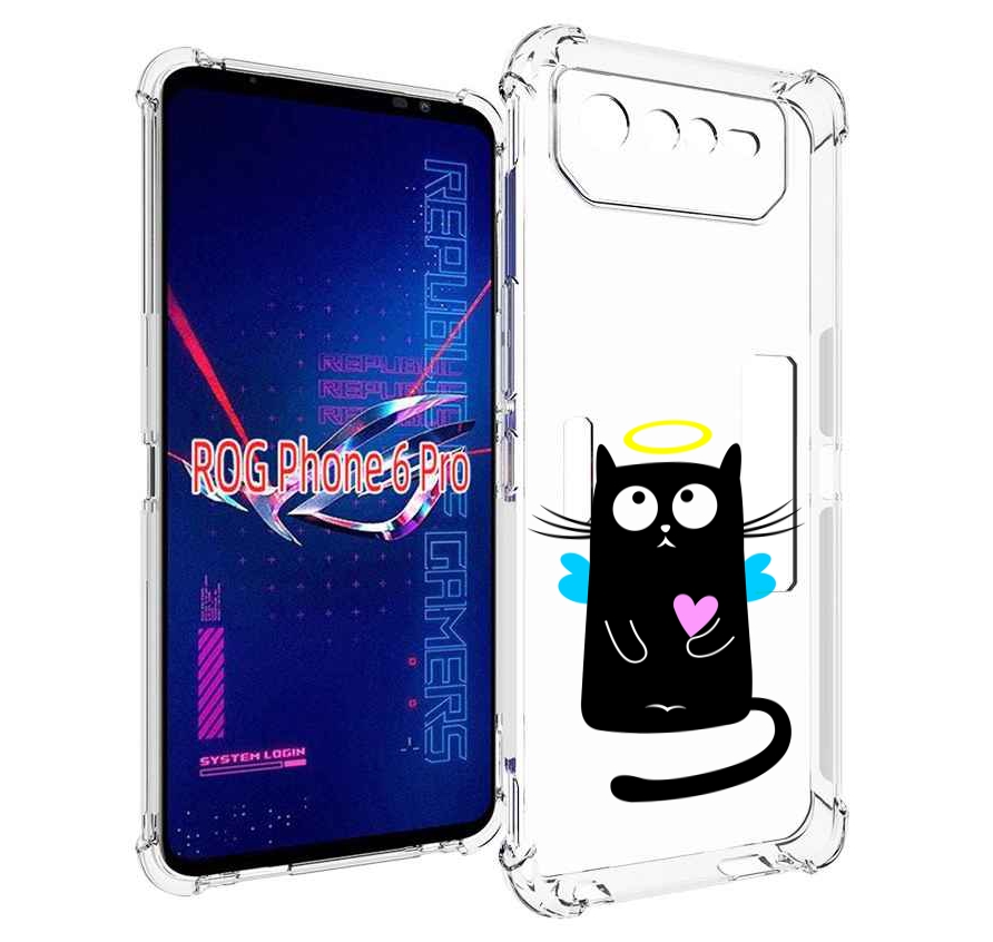 

Чехол MyPads Кот ангелок для Asus ROG Phone 6 Pro, Прозрачный, Tocco