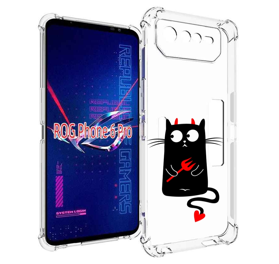 

Чехол MyPads Кот демон для Asus ROG Phone 6 Pro, Прозрачный, Tocco
