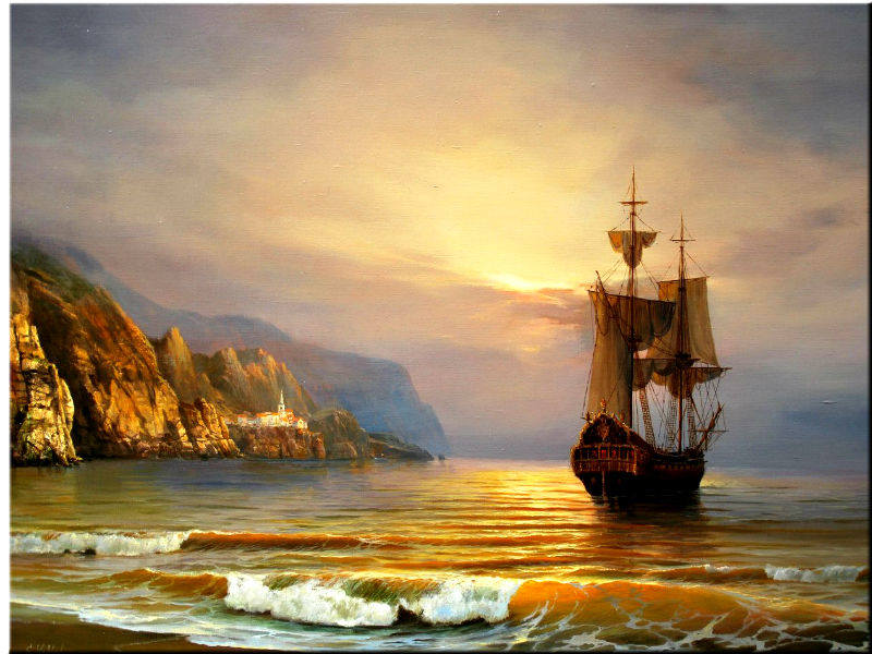 Картина по номерам Корабль на закате Роспись по холсту 40х50 см GB70067 с 8 лет