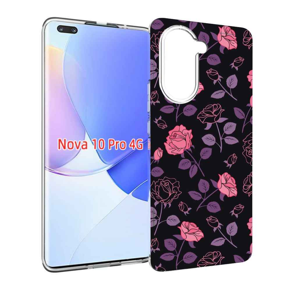 Чехол MyPads маленькие розочки на черном фоне женский для Huawei Nova 10 Pro противоуда...