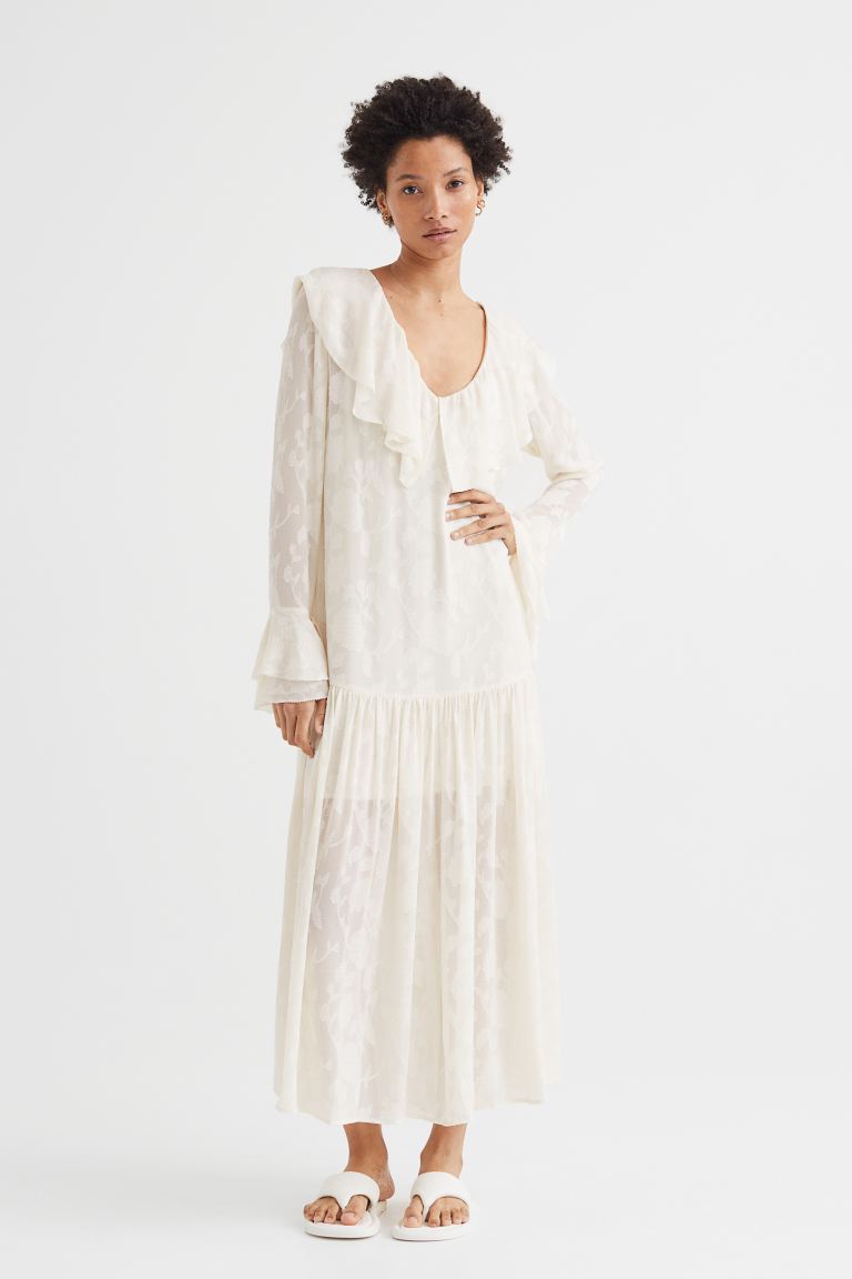 Платье женское H&M 1082647002 белое L (доставка из-за рубежа)