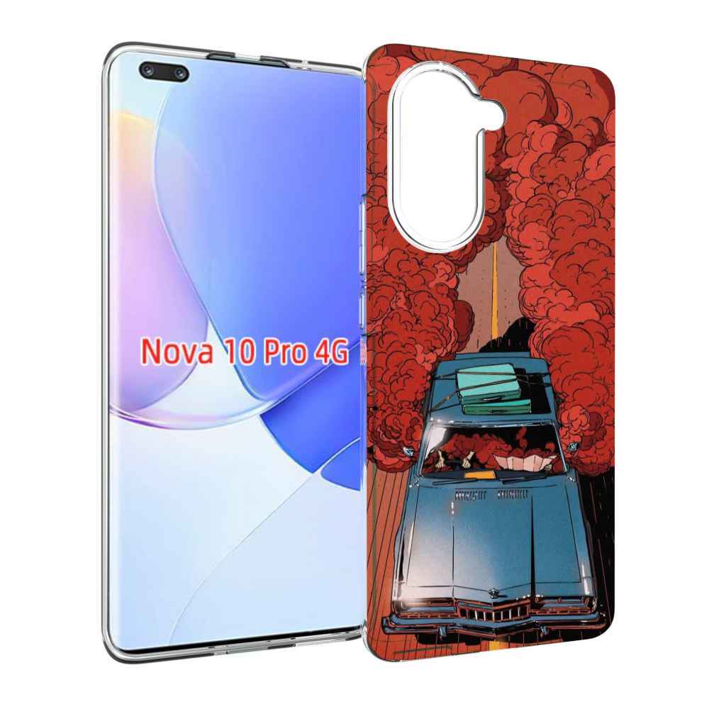 Чехол MyPads машина мчится с дымком для Huawei Nova 10 Pro противоударный