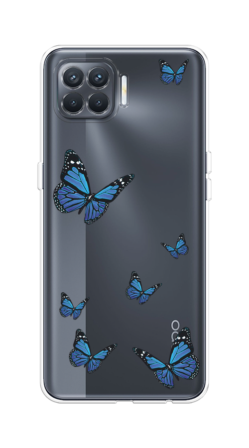 

Чехол на Oppo Reno 4 Lite/A93 "Blue butterflies", Синий;черный, 254550-1