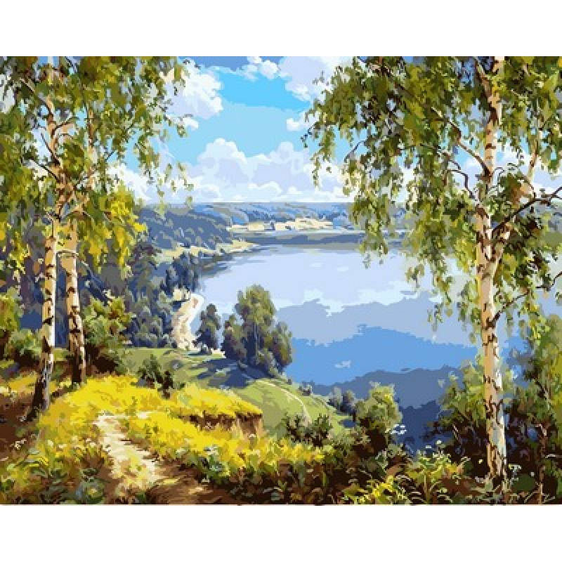 

Картина по номерам На берегу реки Роспись по холсту 40х50 см MS7474 с 8 лет