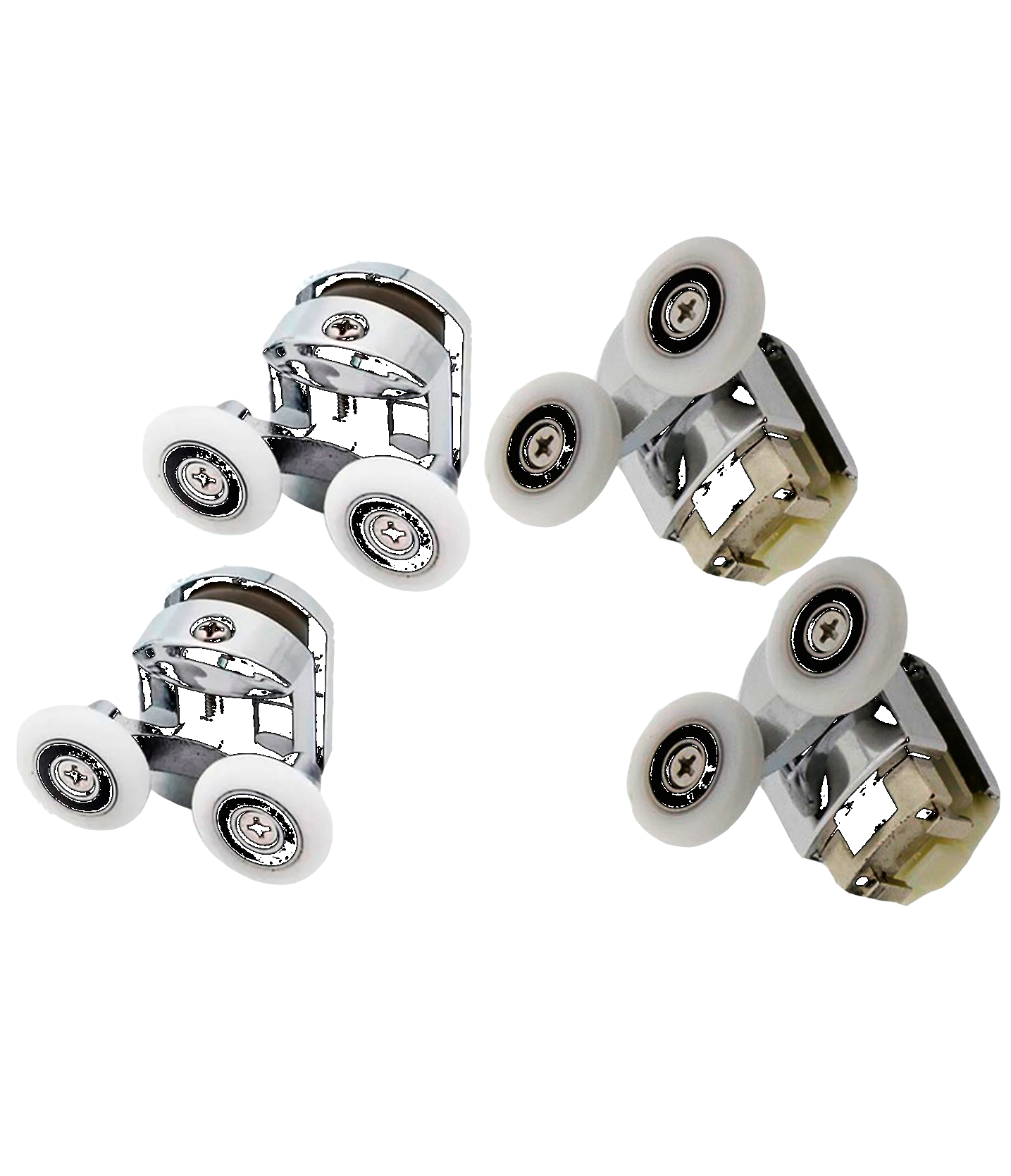 Комплект двойных роликов хромированных для душевой кабины диаметром 23 мм., S-R11-23-4 комплект колесиков для роликов душевых кабин st g 003 123 o 23 мм
