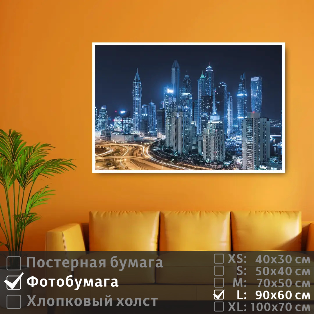 

Постер на фотобумаге ПолиЦентр Огни ночного дубая 90х60 см, ОгниНочногоДубая