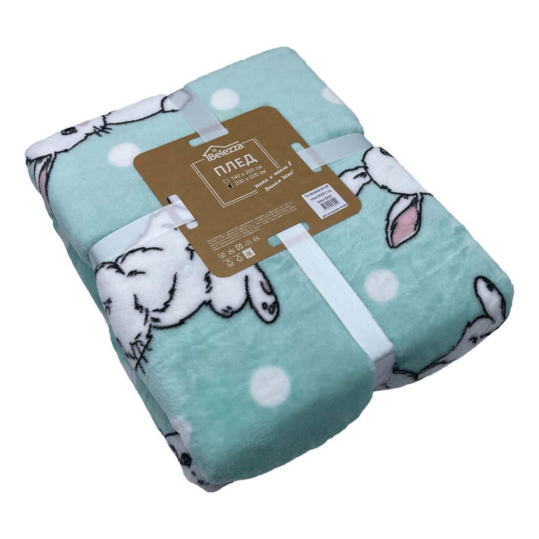 

Плед Cute Rabbit 200x220 см микрофибра мятный