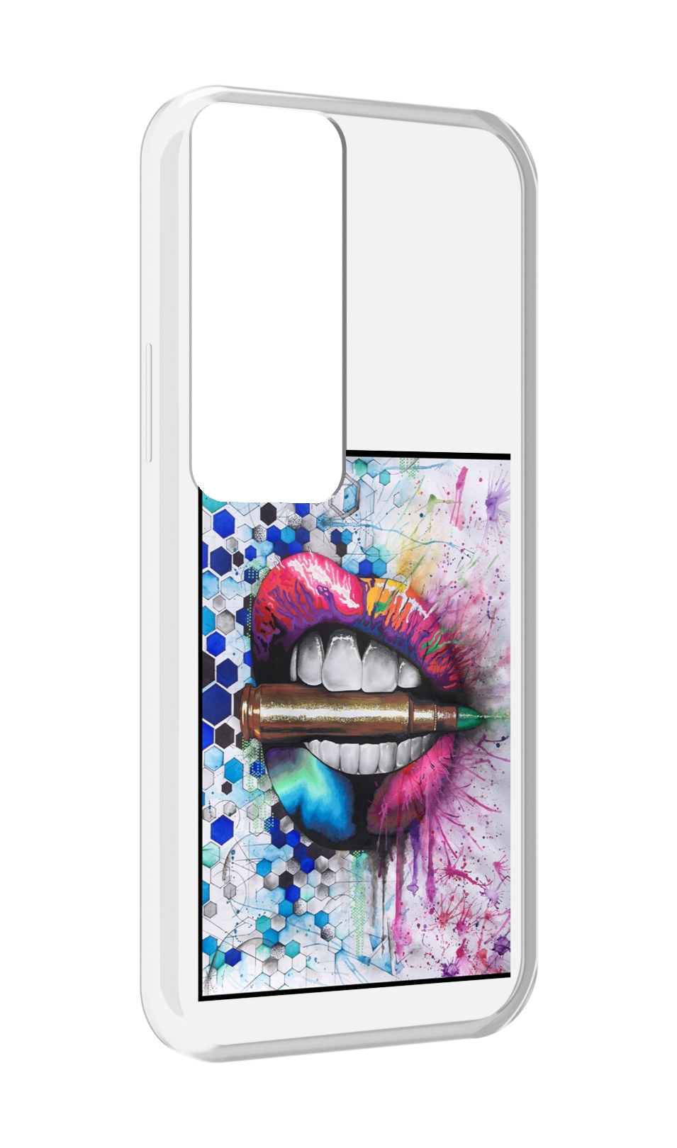 

Чехол MyPads разноцветные губы с пулей для Tecno Pova Neo 2, Прозрачный, Tocco