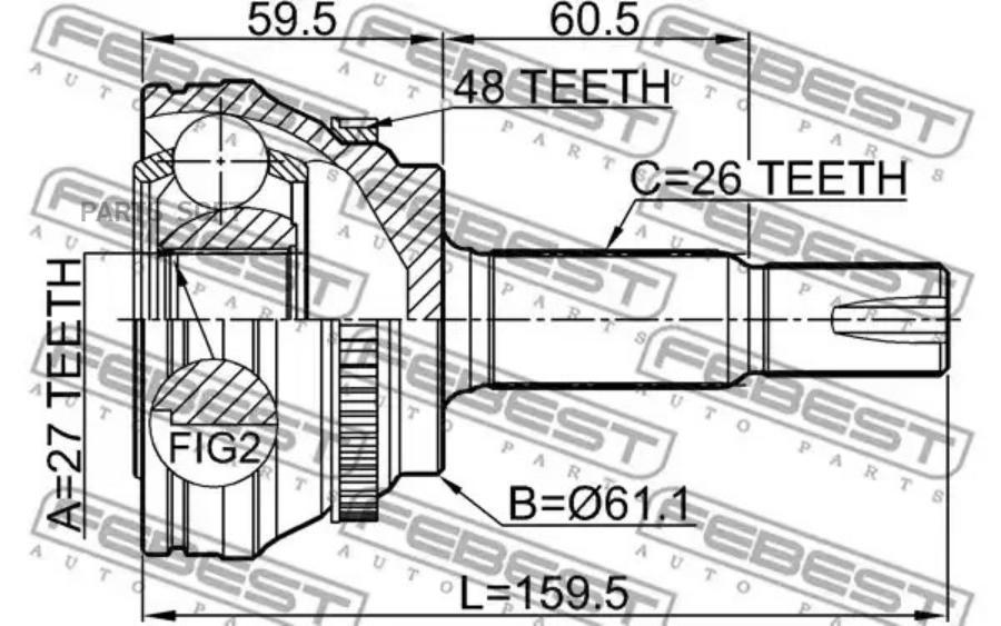 

FEBEST ШРУС НАРУЖНЫЙ 27X61X26