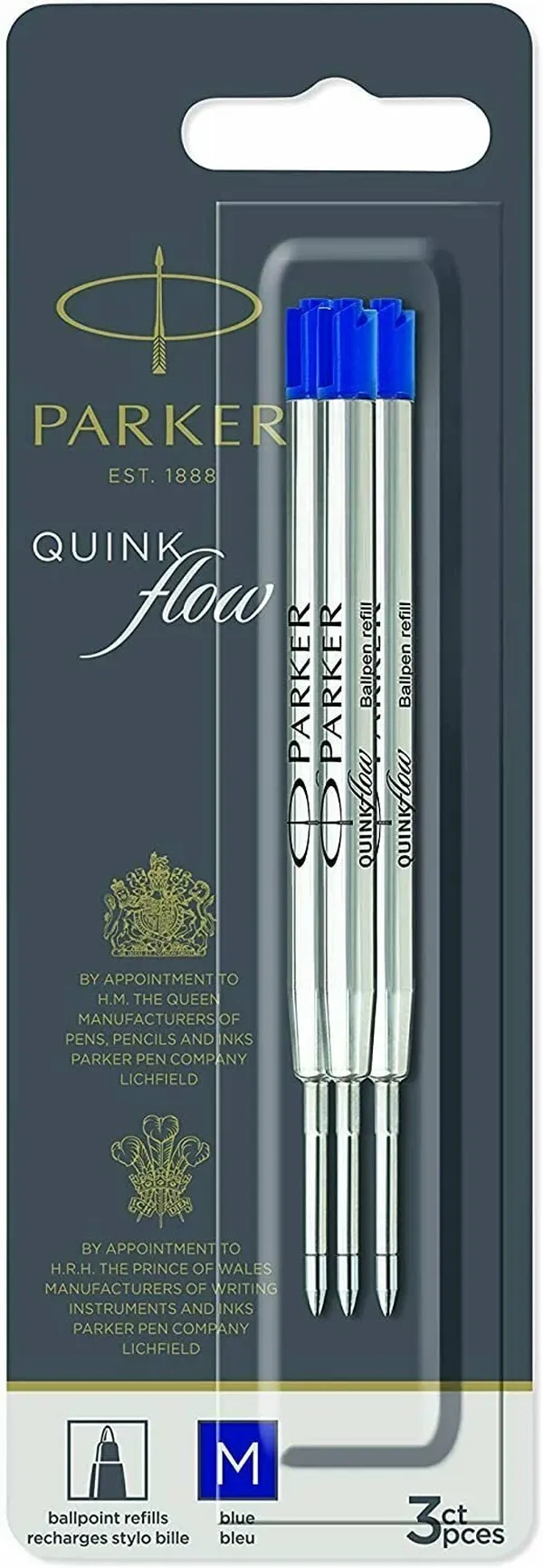 

Стержень шариковый Parker QuinkFlow (2119152) M 1 мм синие чернила, 3 шт в блистере, 1047
