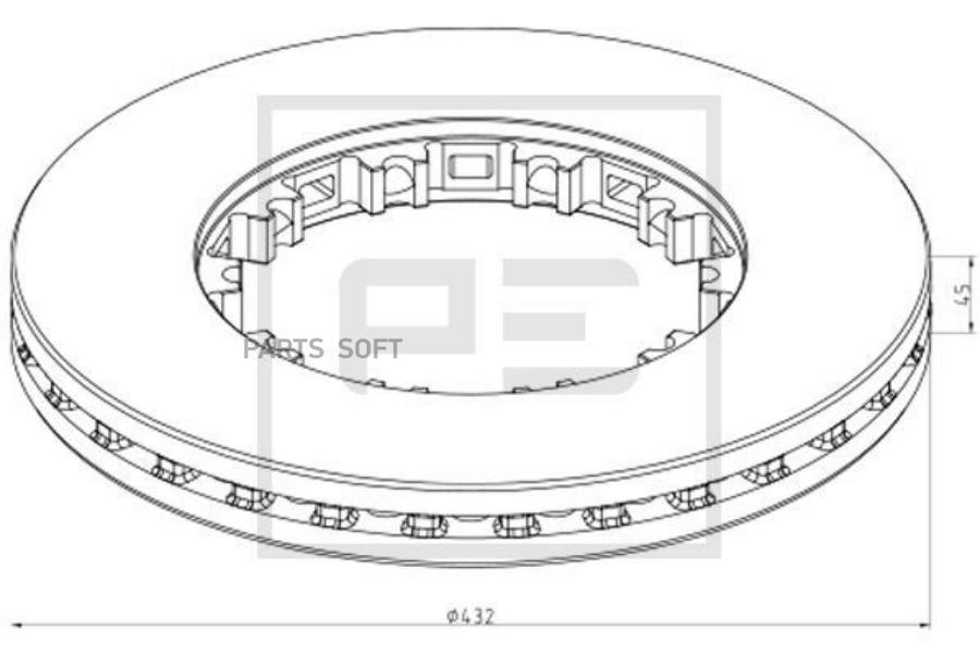 PE AUTOMOTIVE 10621100A 106.211-00A диск тормозной! 432x45 с пластинами и винтами\ DAF SB2