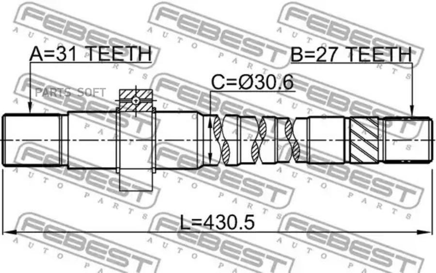 

FEBEST ПОЛУОСЬ ПРАВАЯ 27X429X31