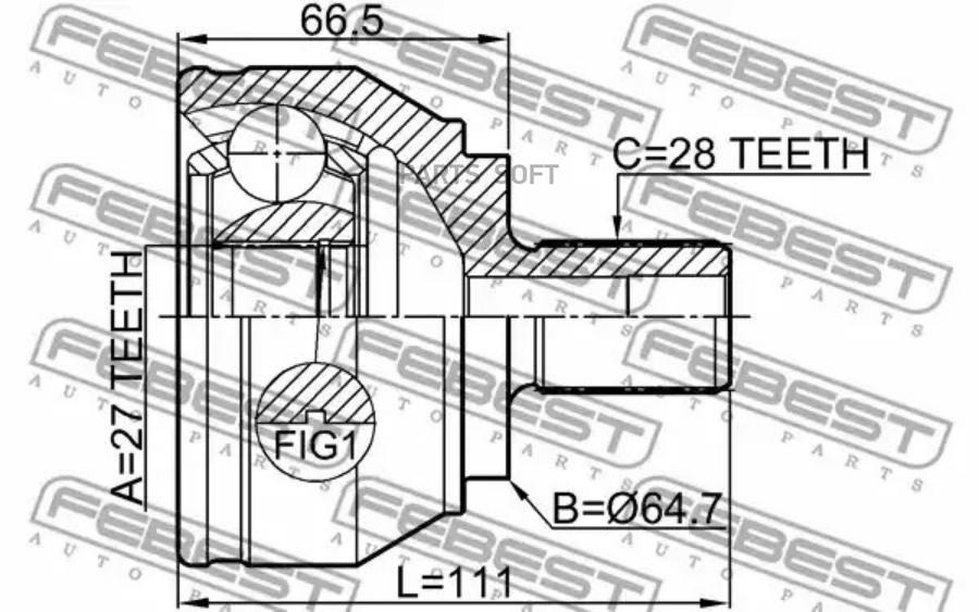 

FEBEST ШРУС НАРУЖНЫЙ 27X64.7X28