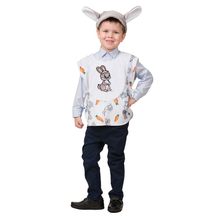 

Карнавальный костюм «Зайчик», плюш, накидка, головной убор, 3-7 лет