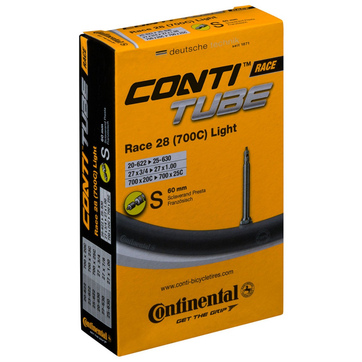 Велосипедная камера Continental 28'-700x20С-25С спортивный ниппель 60мм Race Light