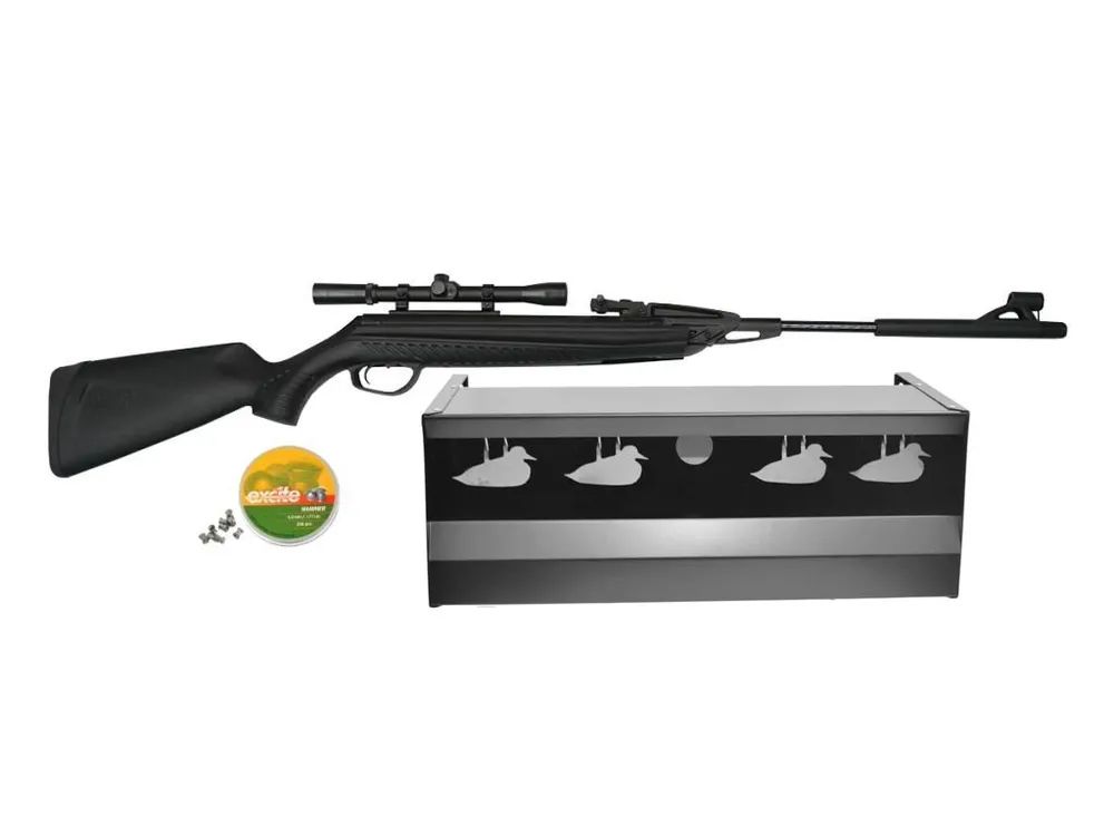 

Пневматическая винтовка МР-512C-06 + прицел 4x20 + пули (500 шт.) + минитир Air-Gun, Черный, МР-512С-06