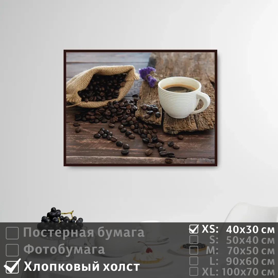 

Постер на холсте ПолиЦентр Утро отдых и кофе 40х30 см, УтроОтдыхИКофе