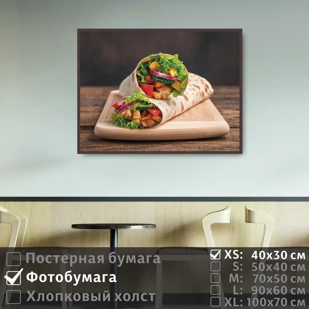 

Постер на фотобумаге ПолиЦентр Шаурма для кафе 40х30 см, ШаурмаДляКафе