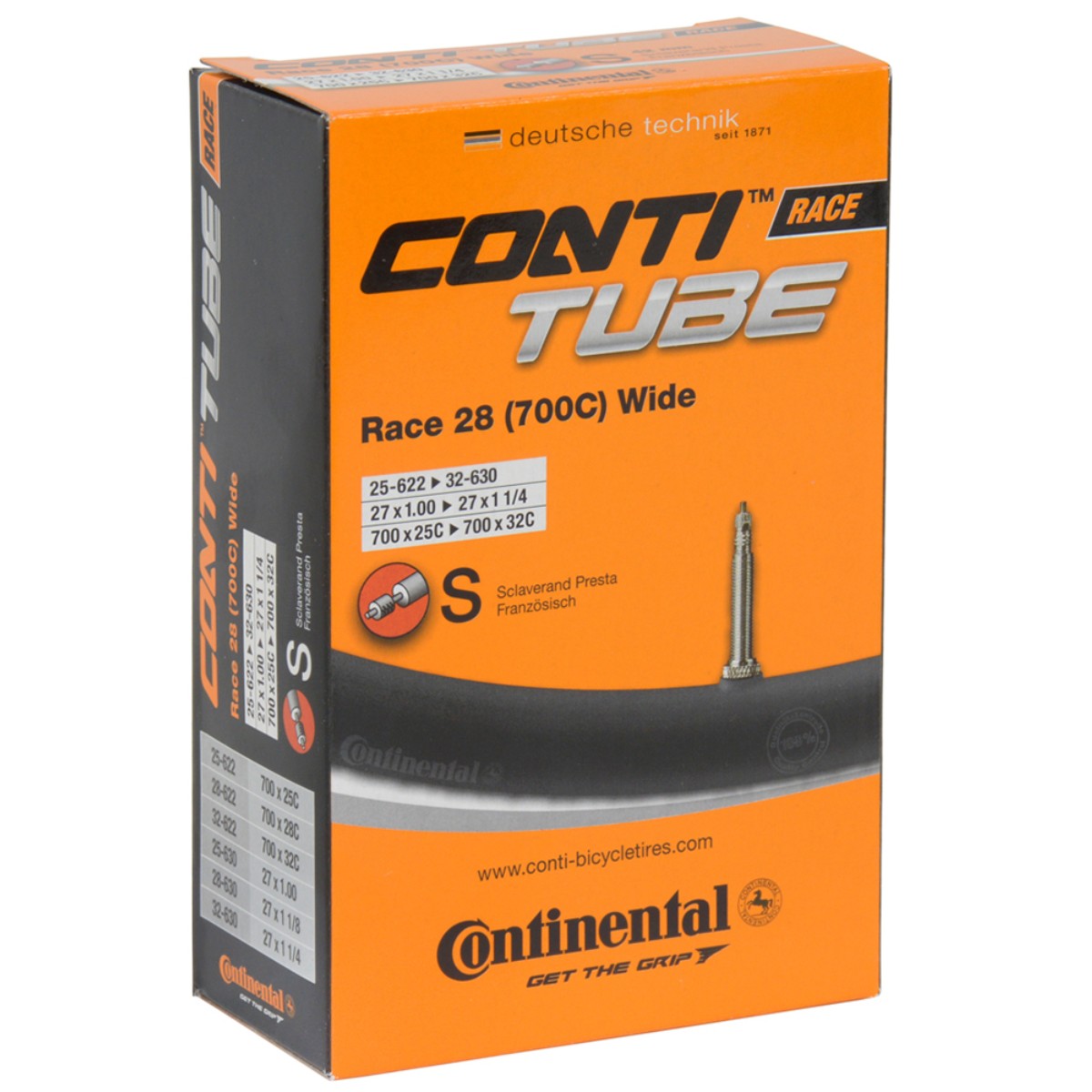 

Велосипедная камера Continental 28"-700x25-32 спортивный ниппель 60мм Race Wide, Черный