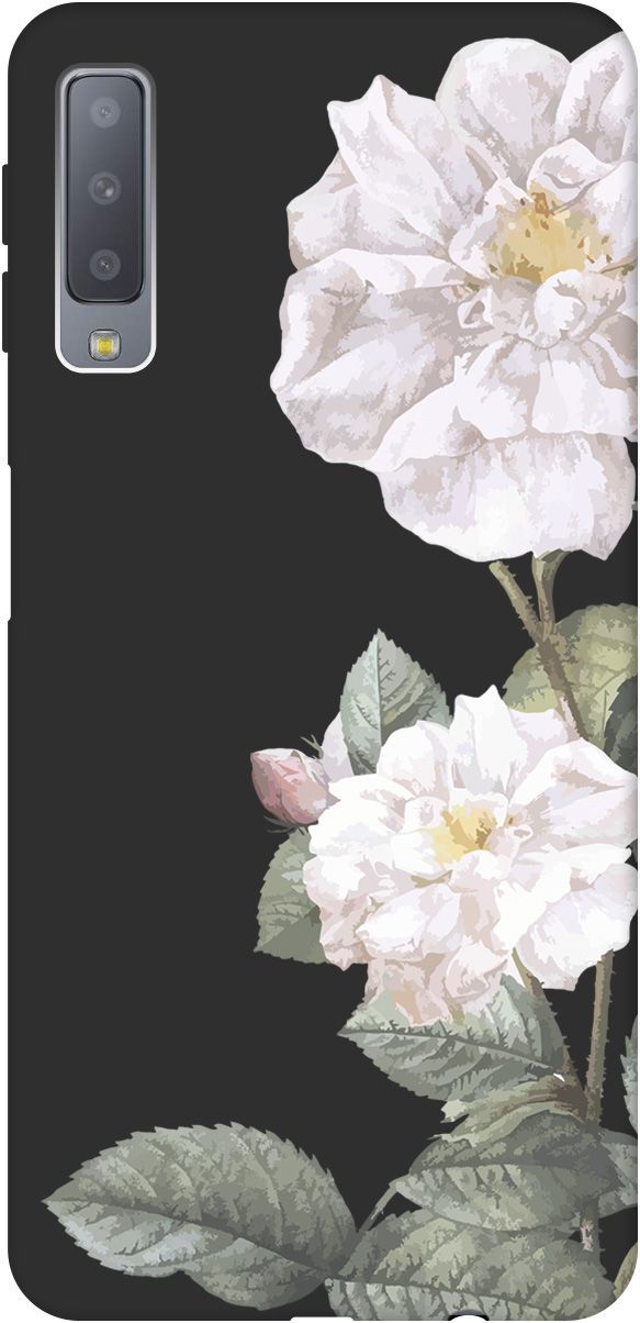 

Матовый чехол на Samsung Galaxy A7 (2018) с принтом "White Rose" черный, Черный;желтый, 2526