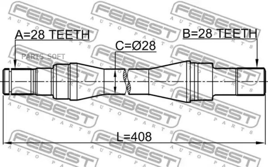 

FEBEST ПОЛУОСЬ ПРАВАЯ 28X408X28