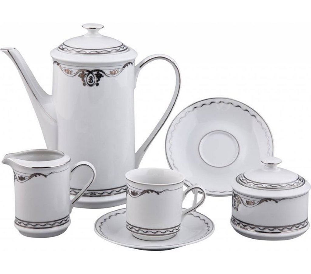 

Сервиз мокко кофейный Rudolf Kampf Роза и Ленты 2275 на 6 персон 15 предметов, Белый;серебристый, 29988-07