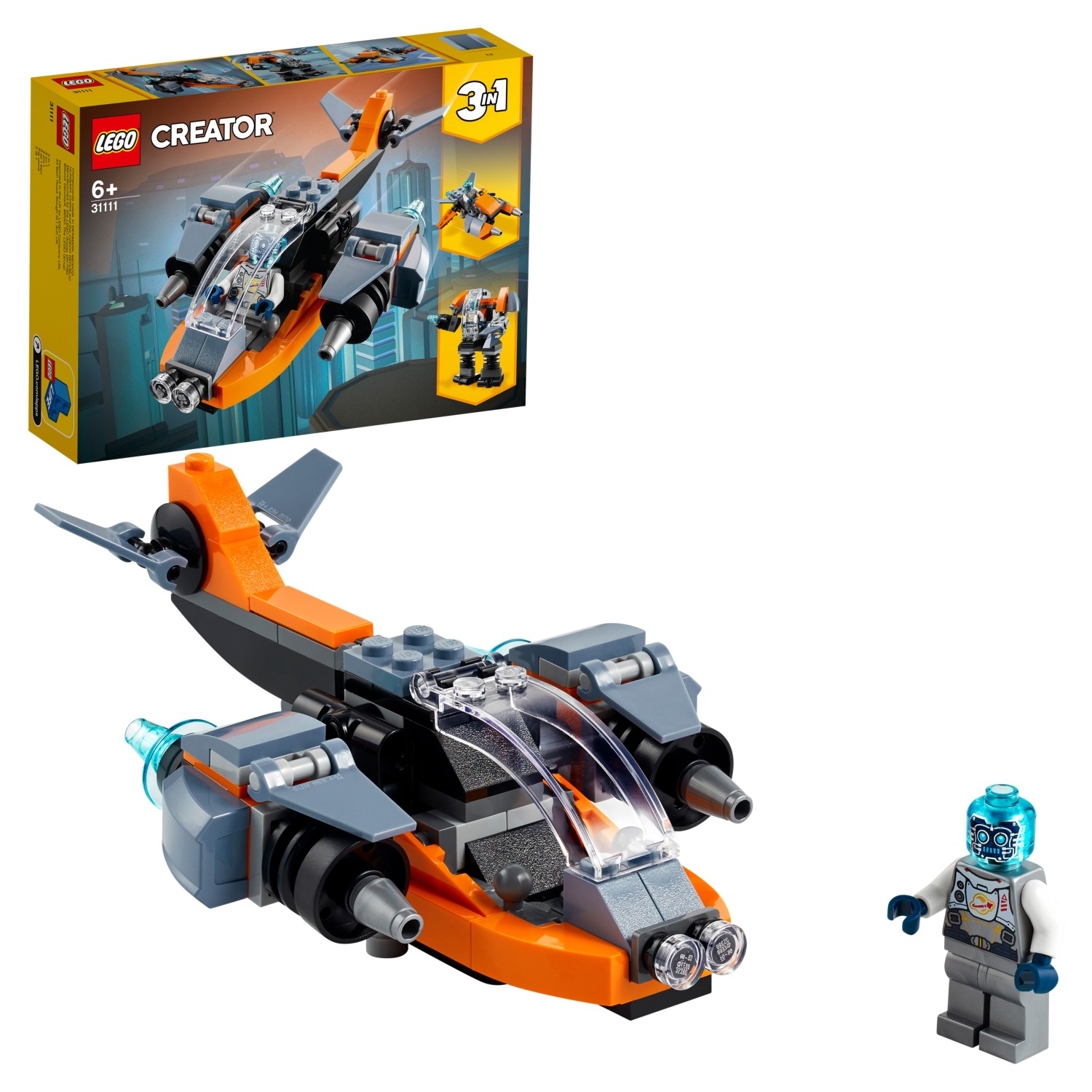 Конструктор LEGO Creator Кибердрон, 113 деталей, 31111 тим и лёля в космосе космическое путешествие по млечному пути