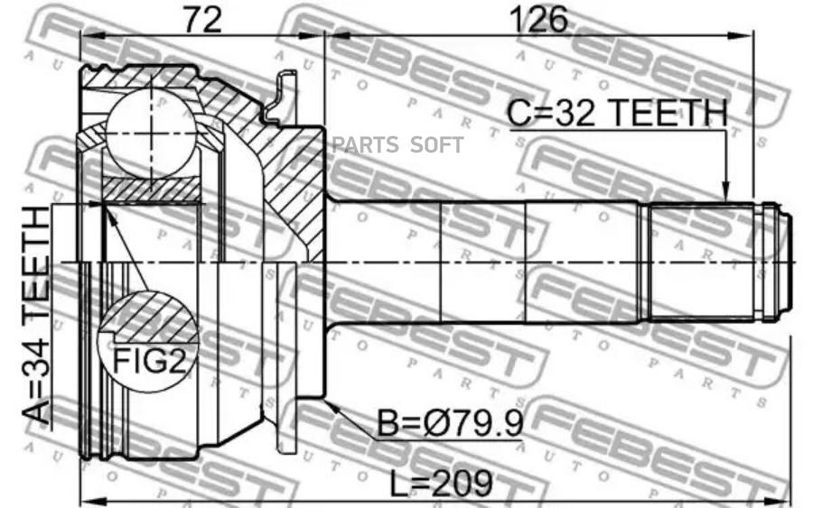 

FEBEST ШРУС ВНУТРЕННИЙ ЗАДНИЙ 34X79.9X32