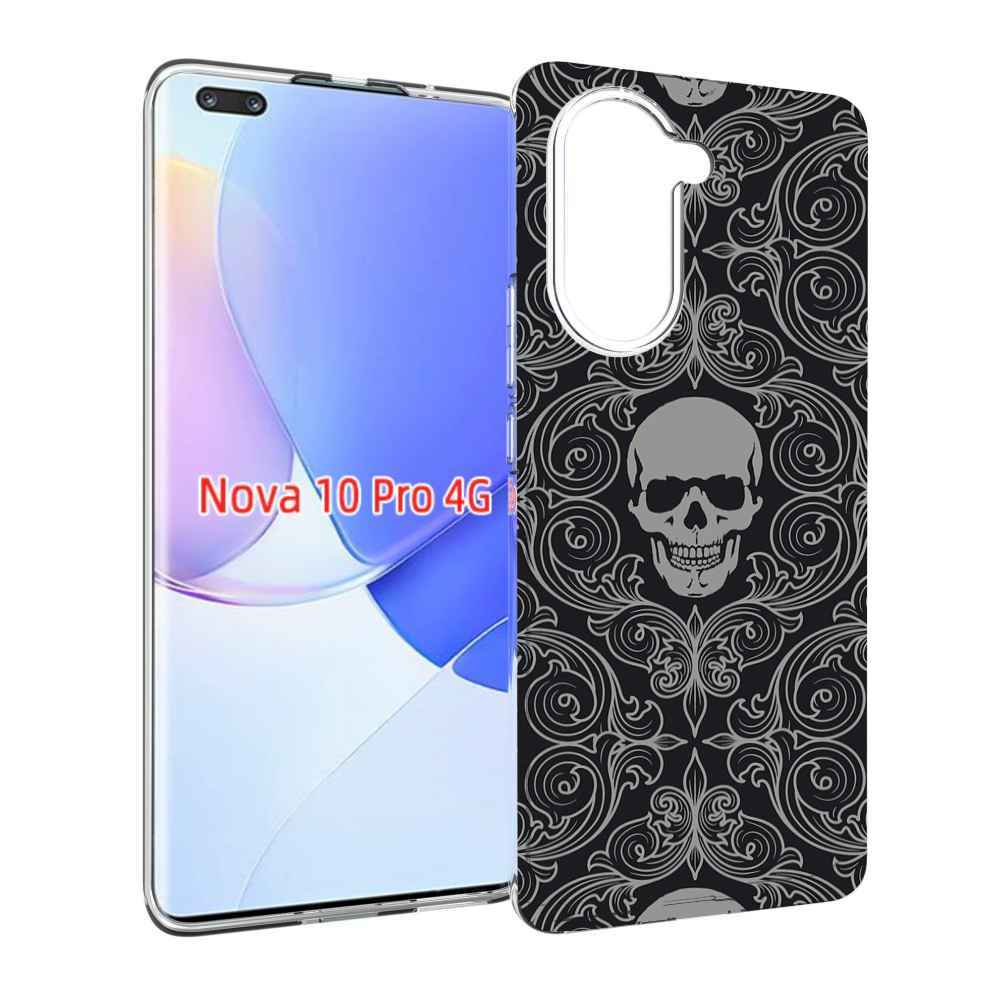 Чехол MyPads орнамент-черепов для Huawei Nova 10 Pro противоударный