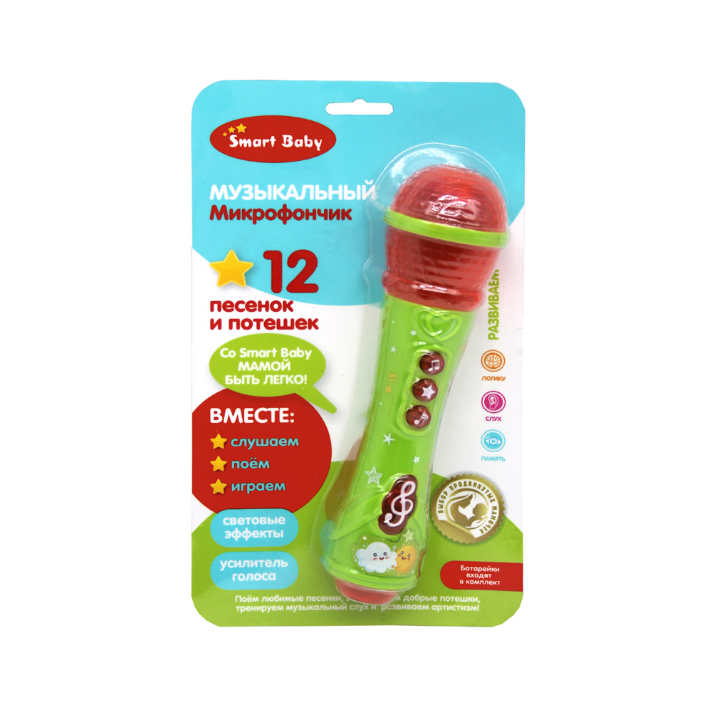 

Музыкальный микрофон Smart Baby 12 песенок из мультфильмов и потешек JB0205274