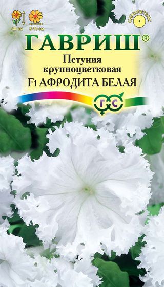 

Семена. Петуния "Афродита белая F1" (Фриллитуния), бахромчатая (10 пакетов по 1 пробирке)