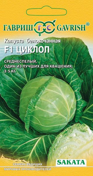 

Семена. Капуста белокочанная "Циклоп F1", для квашения (10 пакетов по 20 штук), Саката