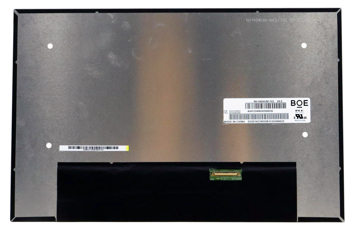 

Матрица OEM для ноутбука NV140WUM-T02 (100191620V), совместимая с p/n: NV140WUM-T02