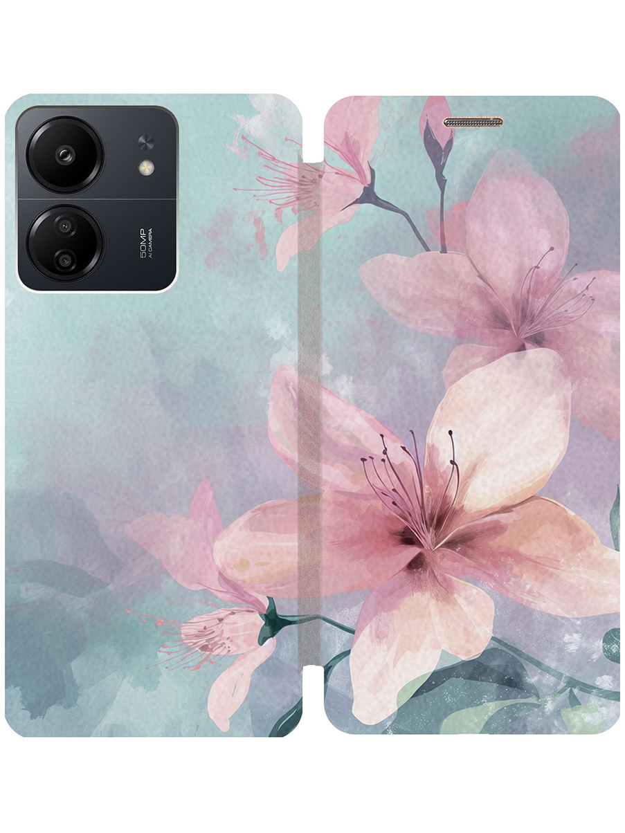 

Чехол-книжка на Xiaomi Redmi 13C / Poco C65 с принтом "Розовые лилии" золотой, Золотистый;белый;розовый;голубой, 777767722