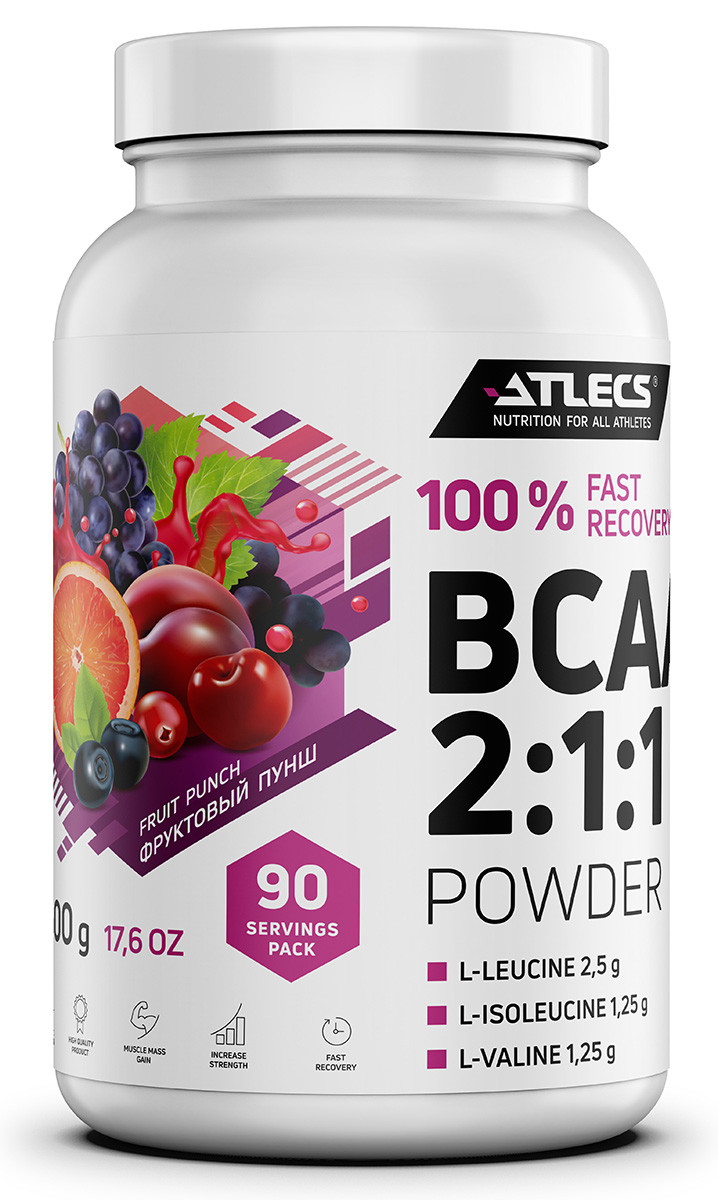 фото Atlecs bcaa 2.1.1, 500 g, (пунш фруктовый)
