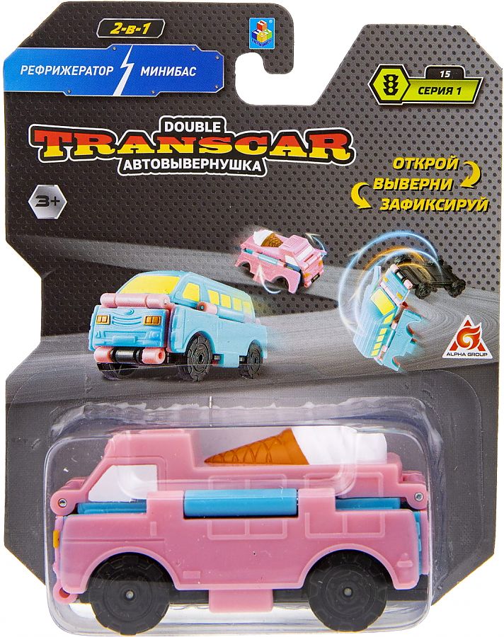 Игровой набор 1toy Transcar Double, Рефрижератор-Минибас, 8 см