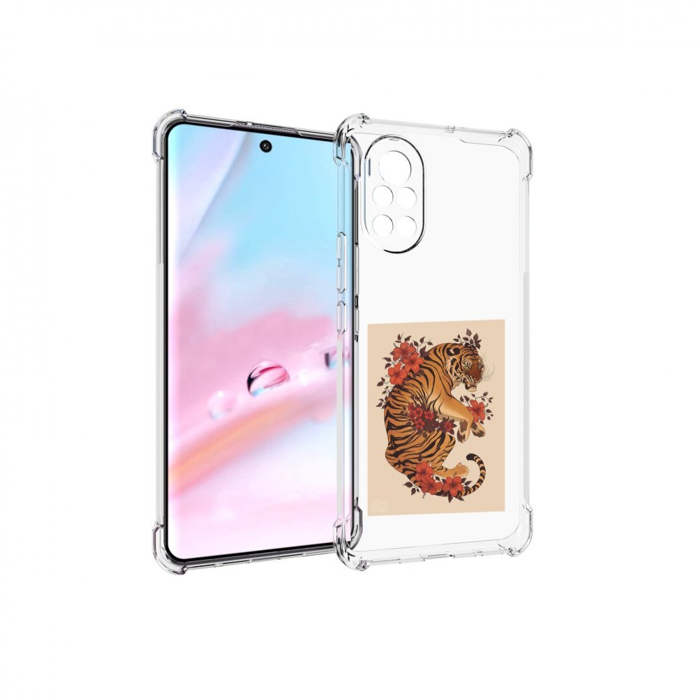 Чехол MyPads злой-тигр-с-цветами для Huawei Nova 8 (ANG-LX1)