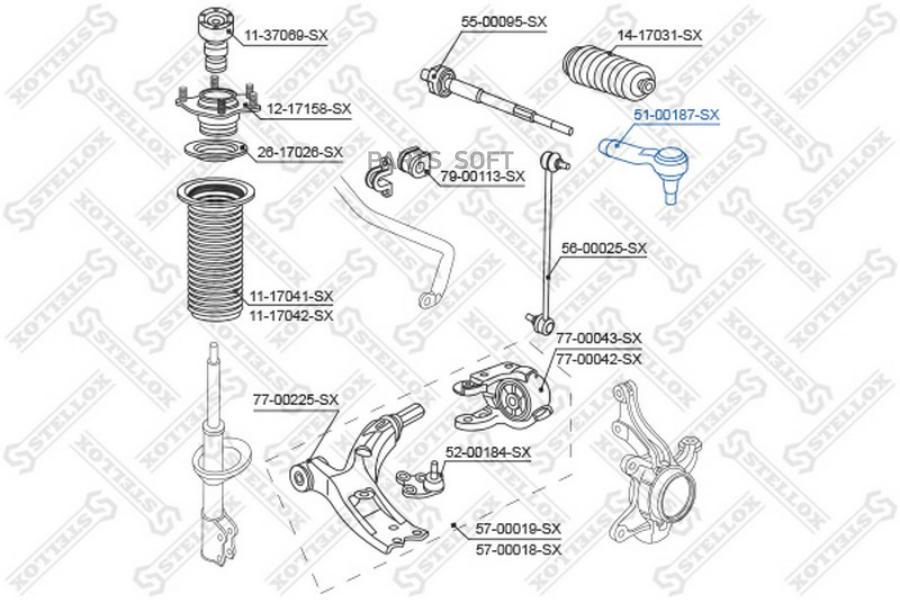 

51-00187-sx_наконечник рулевой honda cr-v 2.0/2.4/2.2d 07>