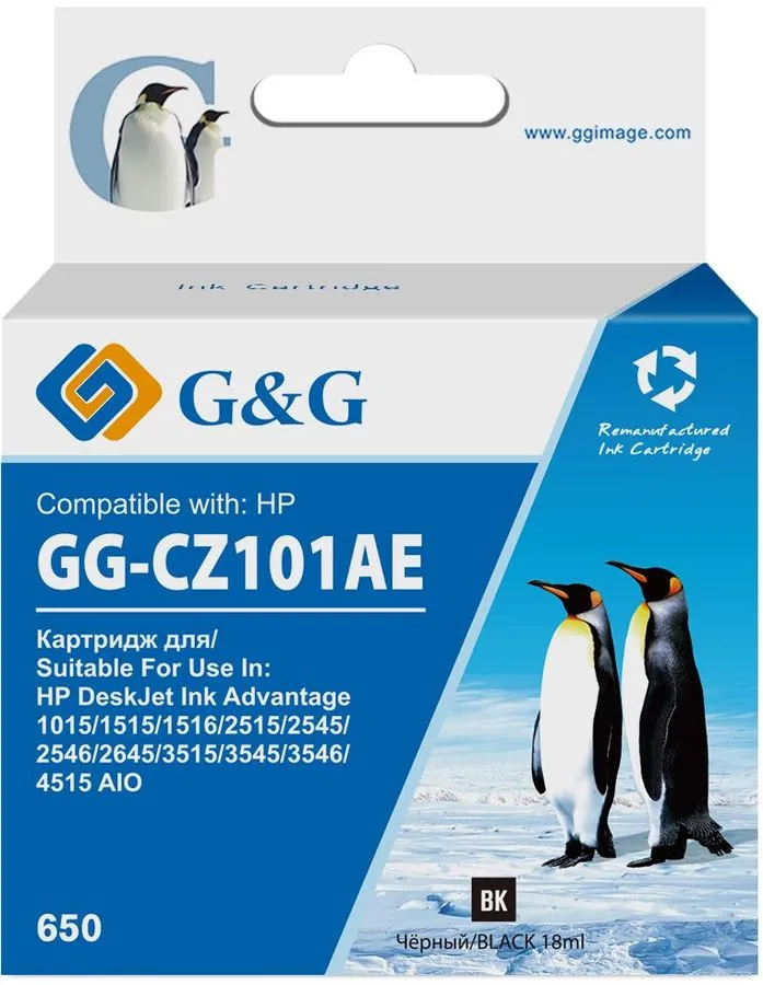 

Картридж для струйного принтера G&G GG-CZ101AE (GG-CZ101AE) черный, совместимый, GG-CZ101AE