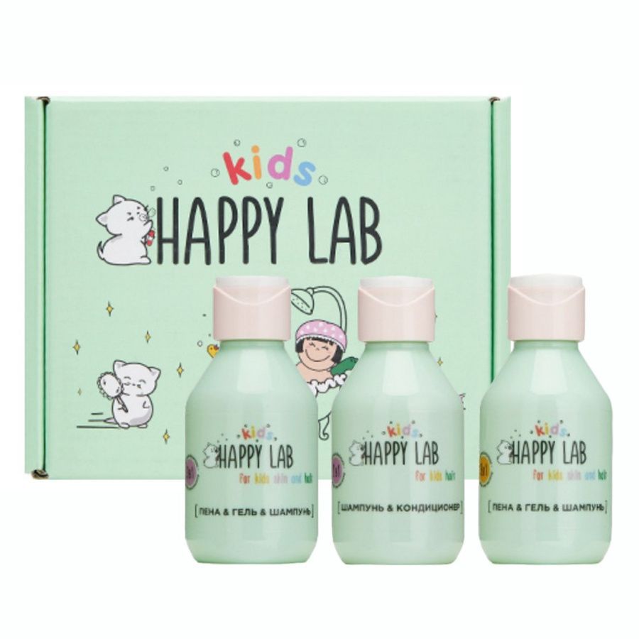 

Happy Lab Kids Подарочный набор для детей: гель для душа, пена, шампунь 100 мл x 3, kr-21856