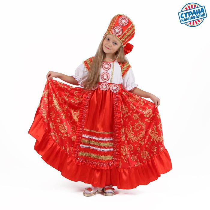 

Карнавальный костюм «Кадриль красная», платье, кокошник, р. 34, рост 134 см