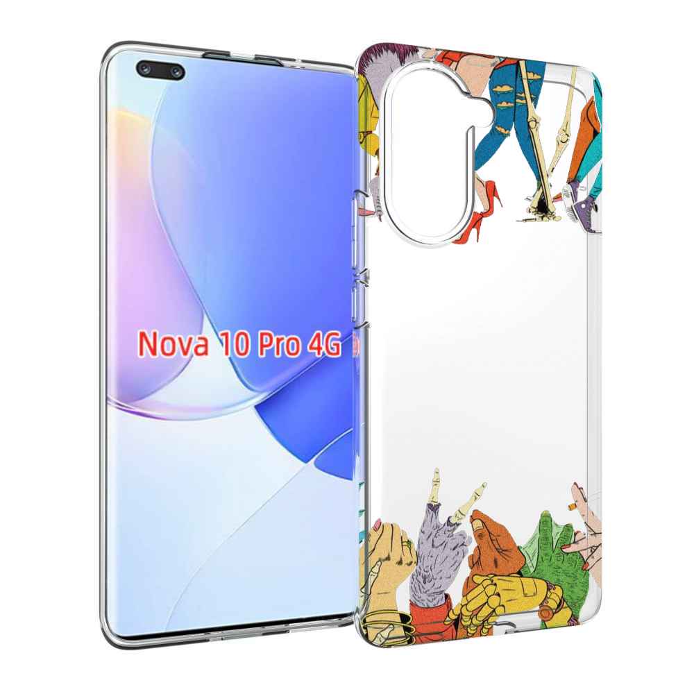 Чехол MyPads разные персонажи пальчики для Huawei Nova 10 Pro противоударный