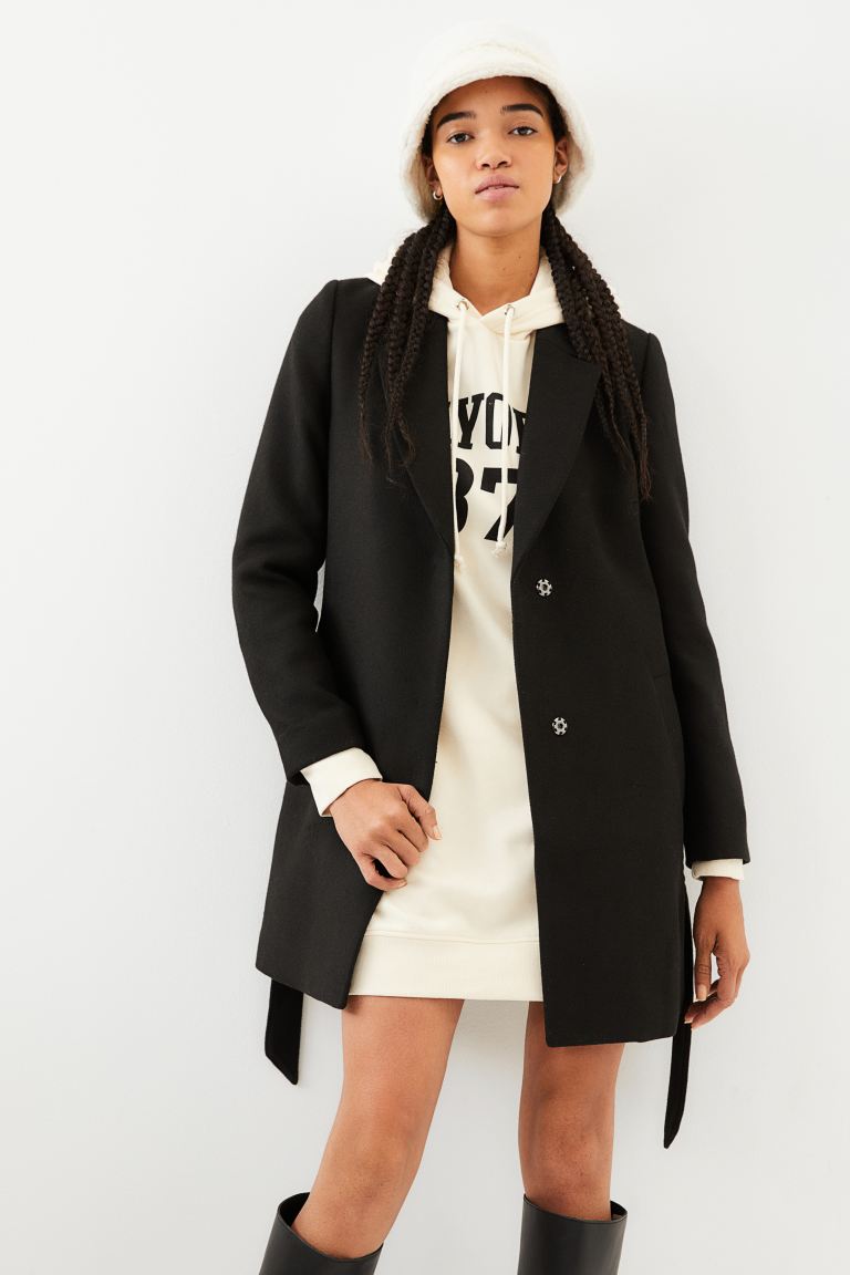 

Пальто женское H&M 1083328001 черное XS (доставка из-за рубежа), Черный, 1083328001