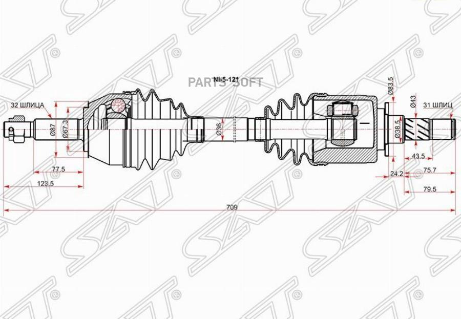 

Привод в сборе FR NISSAN PATROLY62