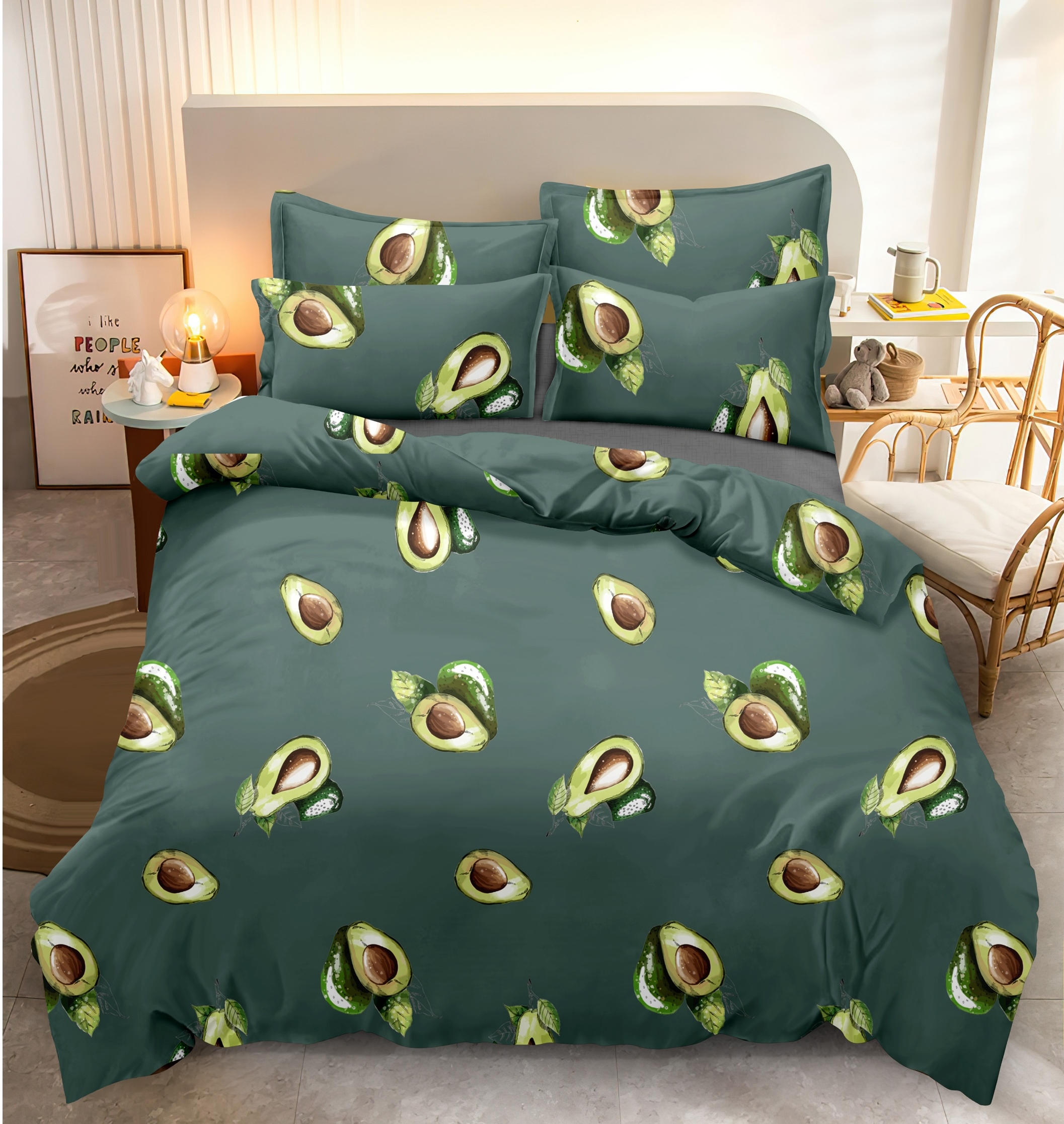 

Комплект постельного белья Павлина Авокадо 1,5 спальный, Полисатин, наволочки 70x70, Авокадо